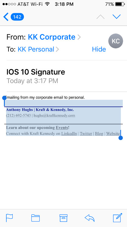 Add An Html Email Signature With Images To Iphone Ios 10 3 2 Kraft Kennedy