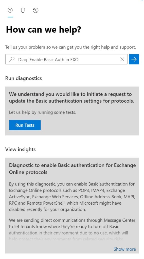 re-enable Basic Authentication in Exchange Online